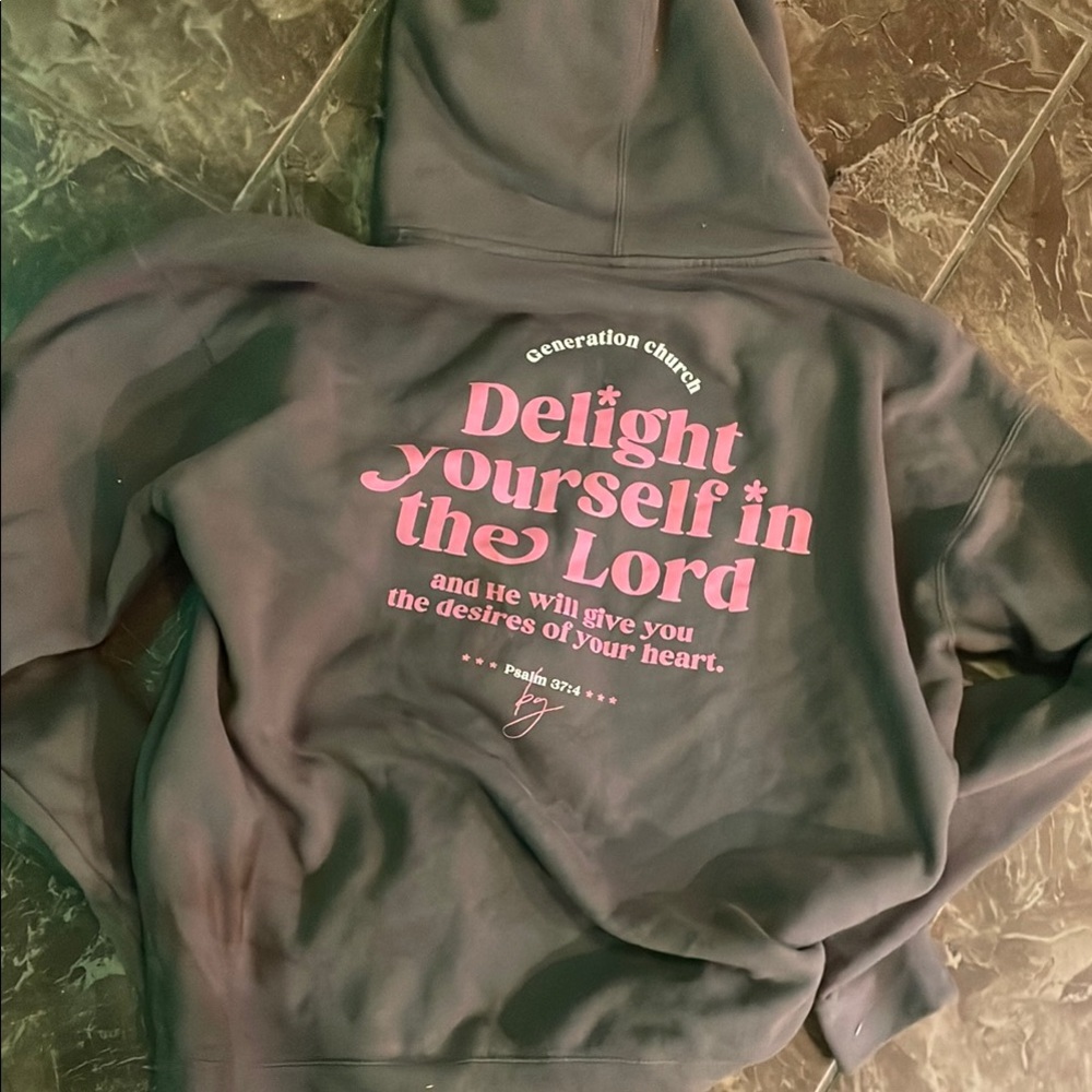 Gray Hoodie with Pink 'Beautiful' Text - Picture 2 of 2